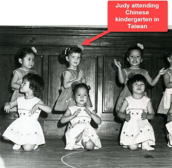 Judy as a young child at her Chinese kindergarten in Taiwan, 1962